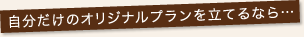 自分だけのオリジナルプランを立てるなら・・・