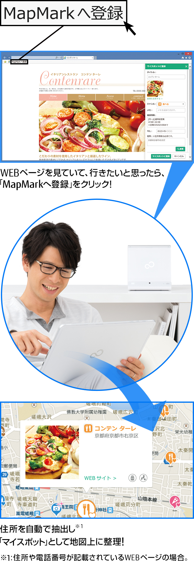 WEBy[WĂāAsƎvAuMapMark֓o^vNbNIZŒou}CX|bgvƂĒn}ɐI