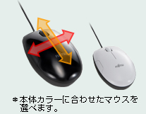 本体カラーに合わせたマウスを選べます。