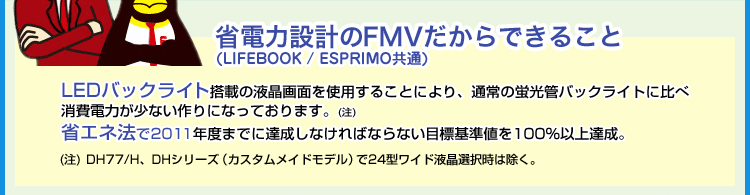 ȓd͐݌vFMVł邱ƁiLIFEBOOK / ESPRIMOʁjLEDobNCgڂ̉tʂgp邱ƂɂAʏ̌uǃobNCgɔ׏d͂ȂɂȂĂ܂B() ȃGl@2011Nx܂łɒBȂ΂ȂȂڕWl100%ȏBB ()DH77/HADHV[YiJX^Chfj24^ChtI͏B