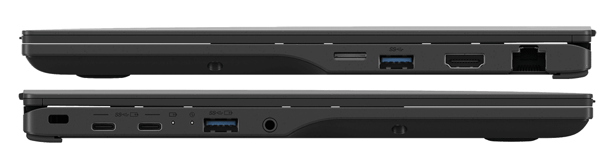 FMV Note U（UX-K3）のインターフェース。micro SDポートがあるのもうれしい