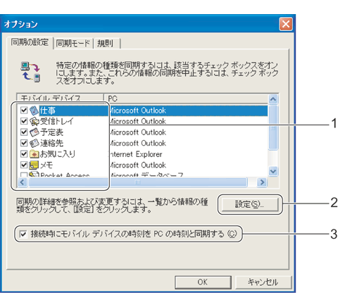 同期の詳細設定 Pocket LOOX ユーザーズガイド