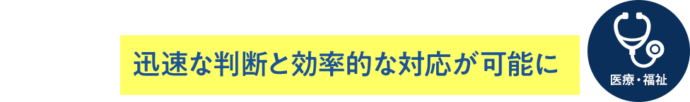 Case 2 映像会話機能と防水・堅牢性で　迅速な判断と効率的な対応が可能に　医療・福祉