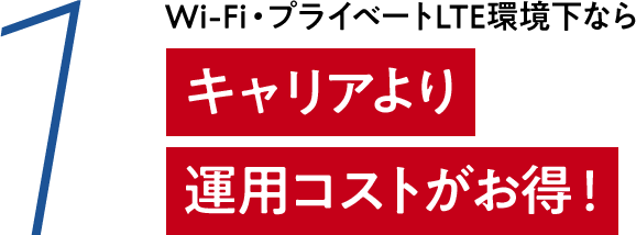 1 Wi-Fi・プライベートLTE環境下なら　キャリアより運用コストがお得！