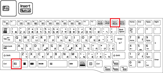 【Fn】+【Num Lk】キーを押す